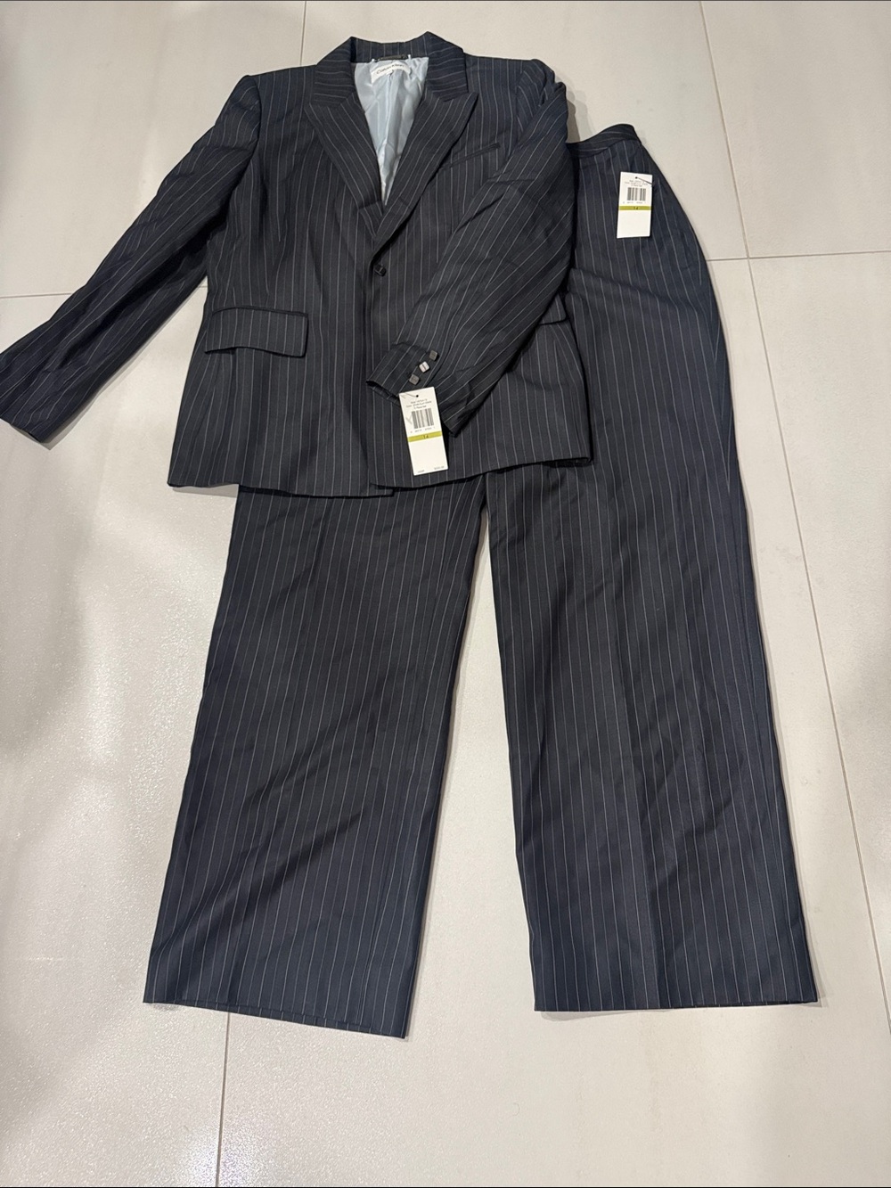 Womens Calvin Klein Black Pinstripe Two-Piece Suit
